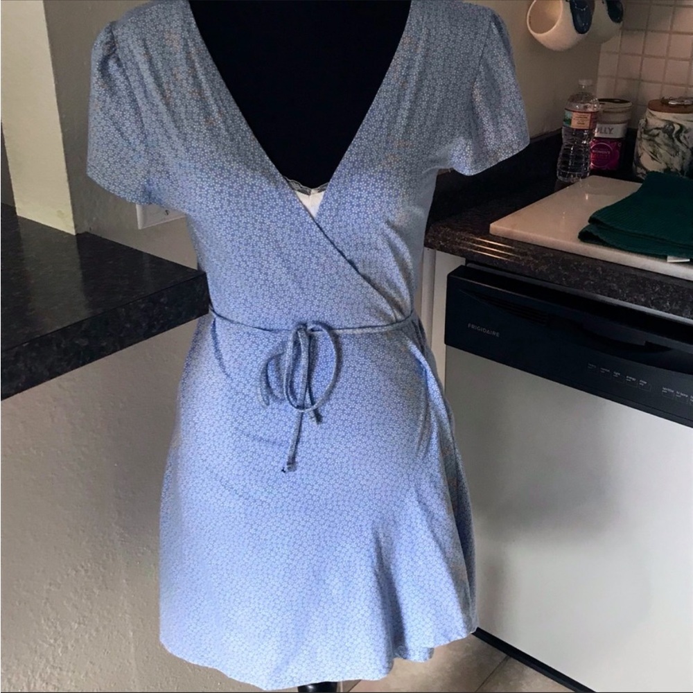 Brandy Melville pale blue wrap dress